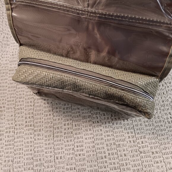 Joan & David green herringbone folding hanging travel makeup toiletry case - Picture 10 of 13